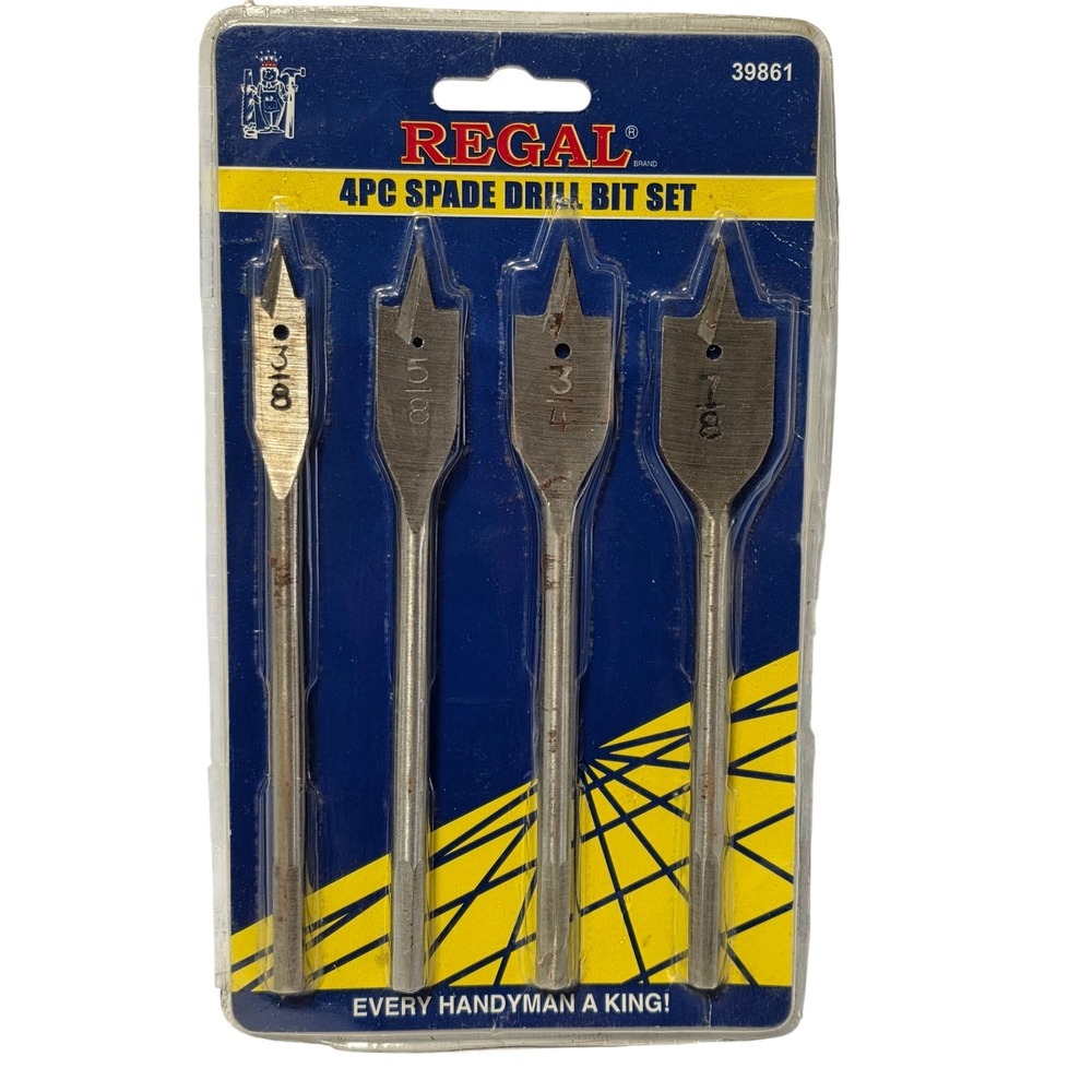 Regal 4pc Spade Drill Bit Set 3/8 to 7/8 Inch Woodworking Paddle Bits 39861